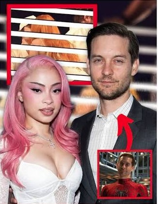 Rapper Ice Spice and actor Tobey Maguire amid speculation following reports of an alleged kiss at Michael Rubin's White Party.